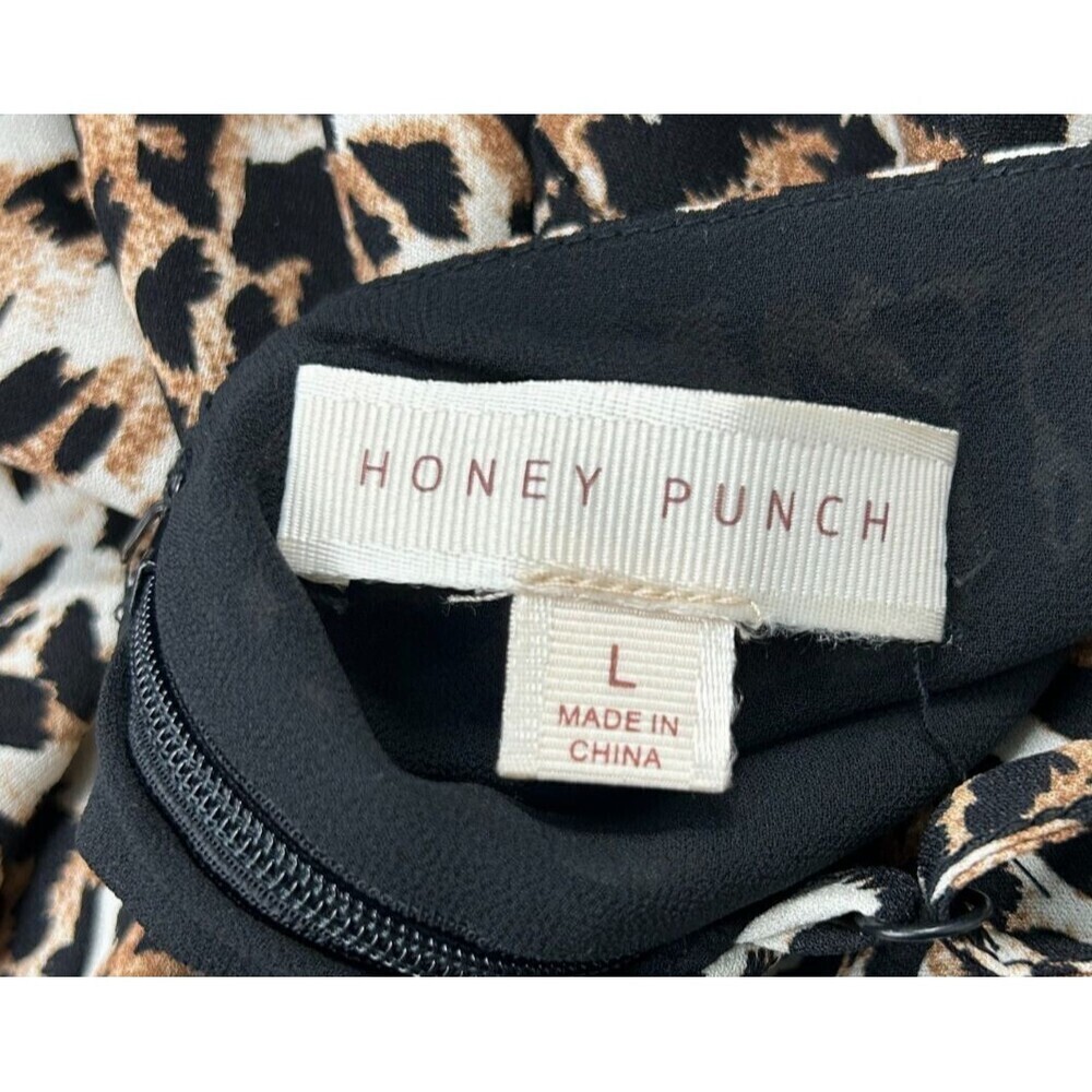 Honey Punch‎ Womens Leopard Print Midi Dress Lightweight Lined Size L 1082U4 - Picture 10 of 12